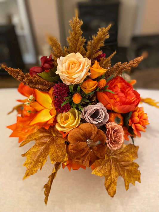 Autumn pumpkin hanging basket